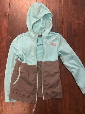 The North Face Girls' Two-Tone Mint (Aqua) & Gray Hooded Jacket